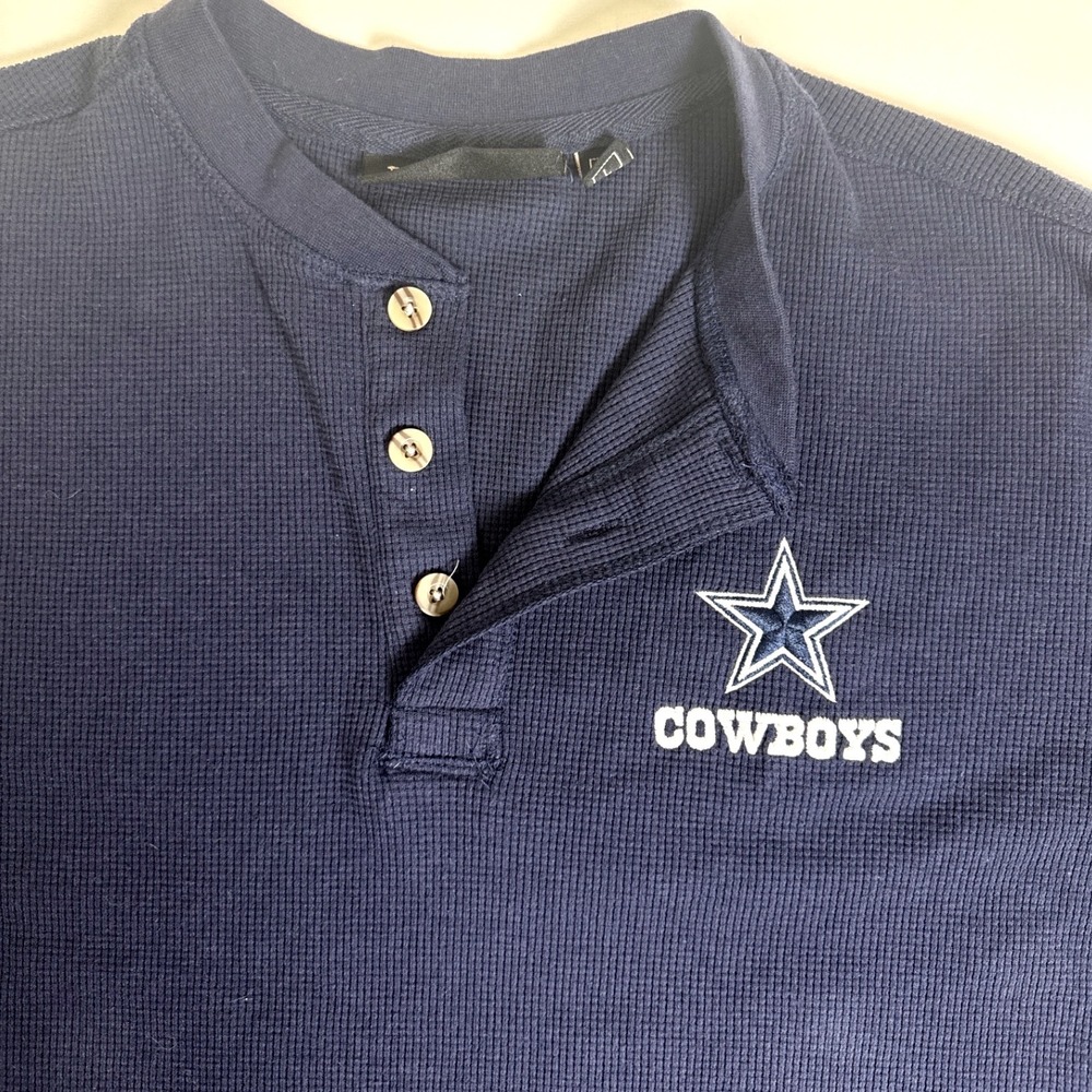 Dunbrooke Dallas Cowboys Mens Size Large Waffle Knit Thermal Henley Shirt NFL - Picture 5 of 11